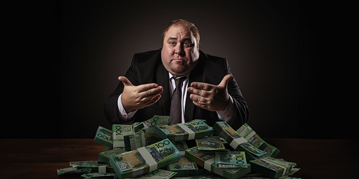 greedy Australian dental health insurance business man keeping all their clients money